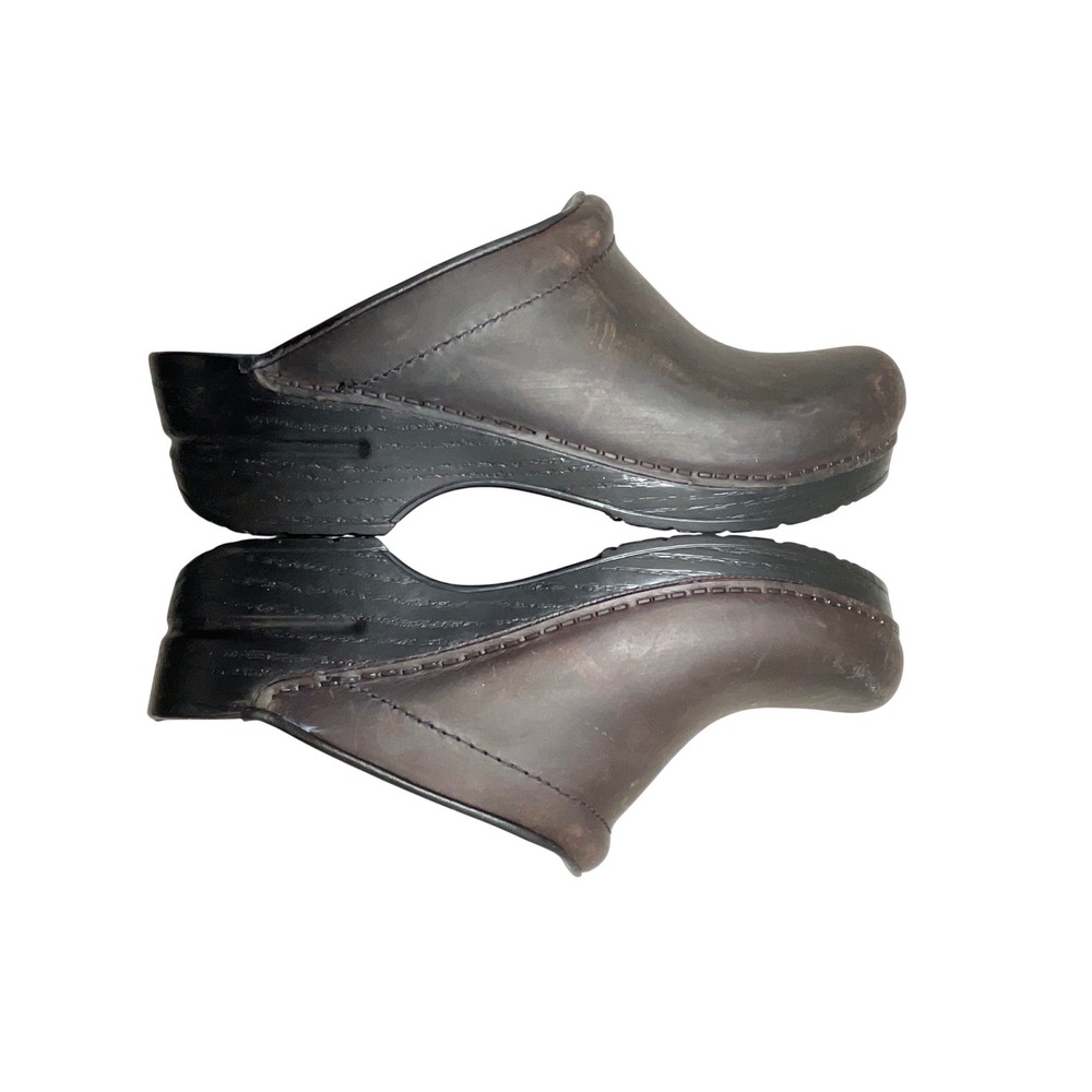 Dansko Professional Clogs Women 39 Brown Leather Slip On Mules Work Shoes